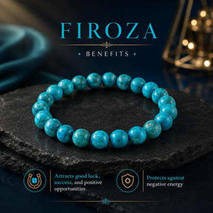 Firoza Bracelet (Natural Turquoise Stone) With Free Raw Selenite Plate
