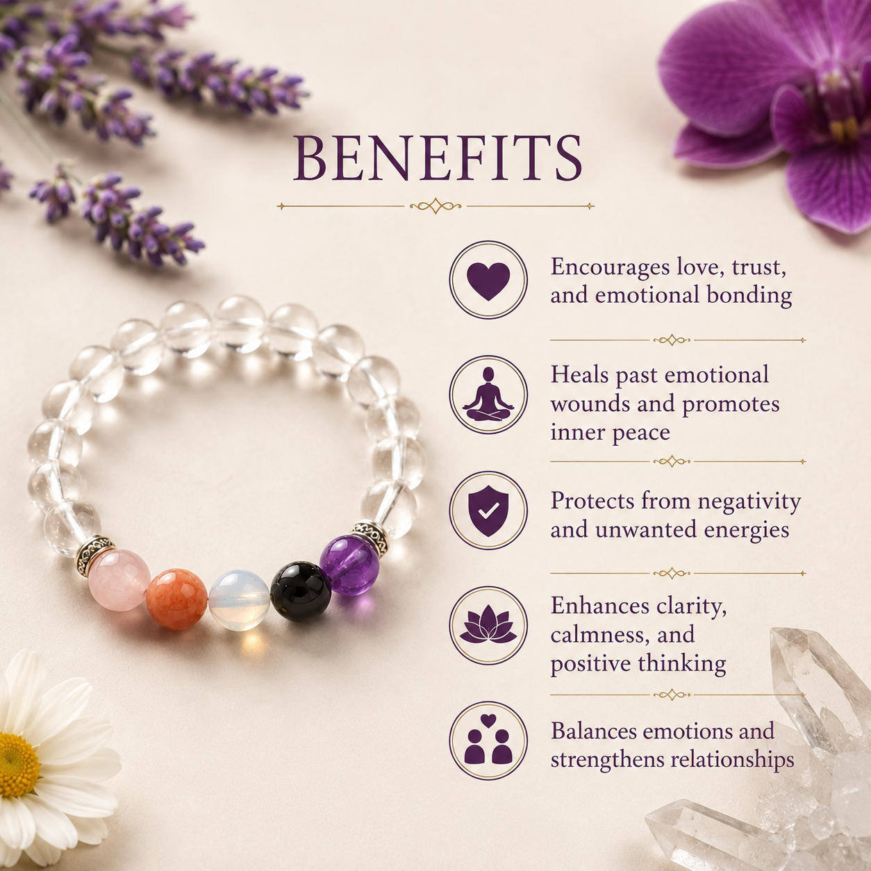The Togetherness Crystal Bracelet With Free Raw Selenite Plate
