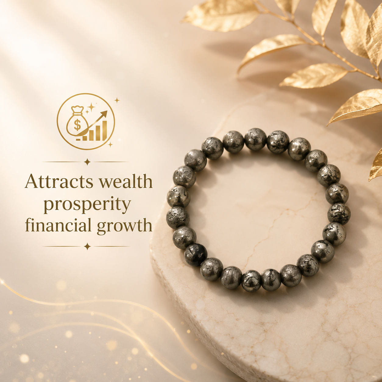 Original Raw Pyrite Bracelet (100% Natural) With Free Raw Selenite Plate