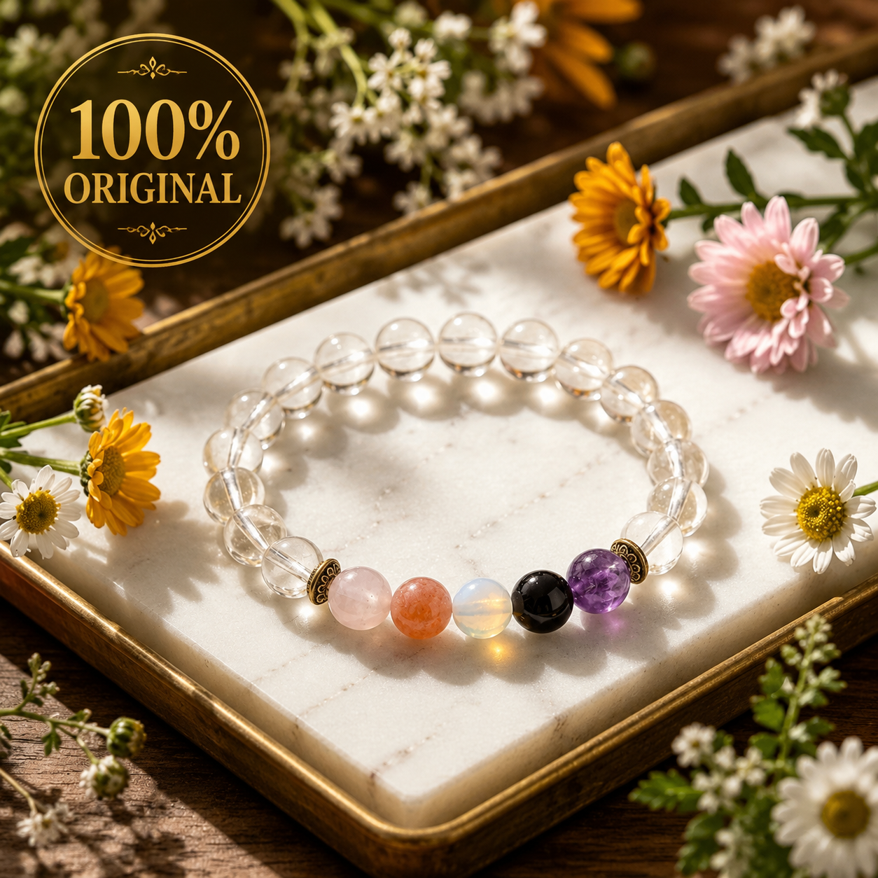 The Togetherness Crystal Bracelet With Free Raw Selenite Plate