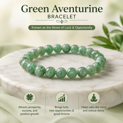 Green Aventurine Bracelet With Free Raw Selenite Plate