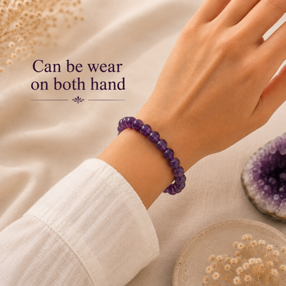 Amethyst Gemstone Bracelet With Free Raw Selenite Plate