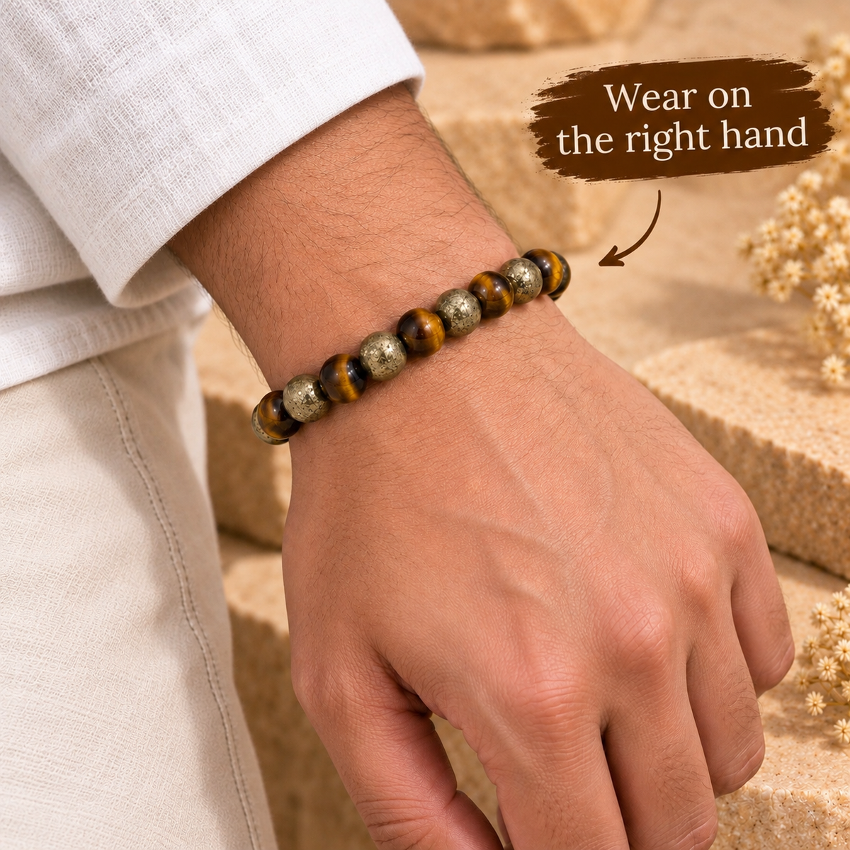 Natural Raw Pyrite & Tiger Eye Prosperity Bracelet