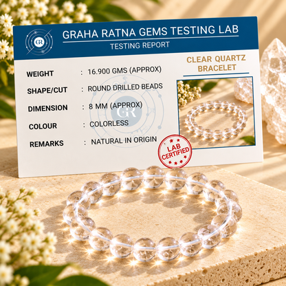 Clear Quartz (Sphatik) Bracelet With Free Raw Selenite Plate