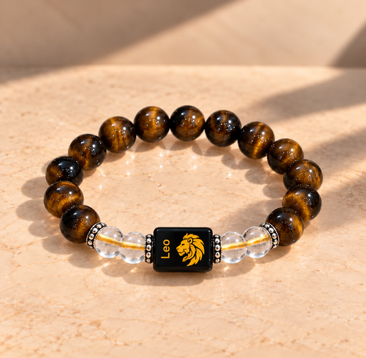 LEO (Singh) Tiger Eye & Clear Quartz Bracelet