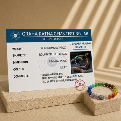 7 Chakra Healing Bracelet (Natural Crystal) With Free Raw Selenite Plate