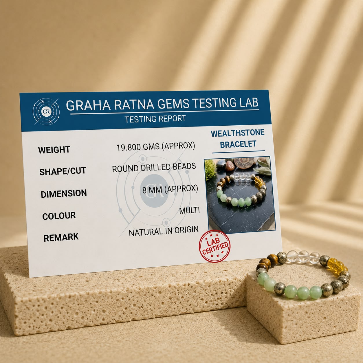 Wealthstone Bracelet With Free Raw Selenite Plate