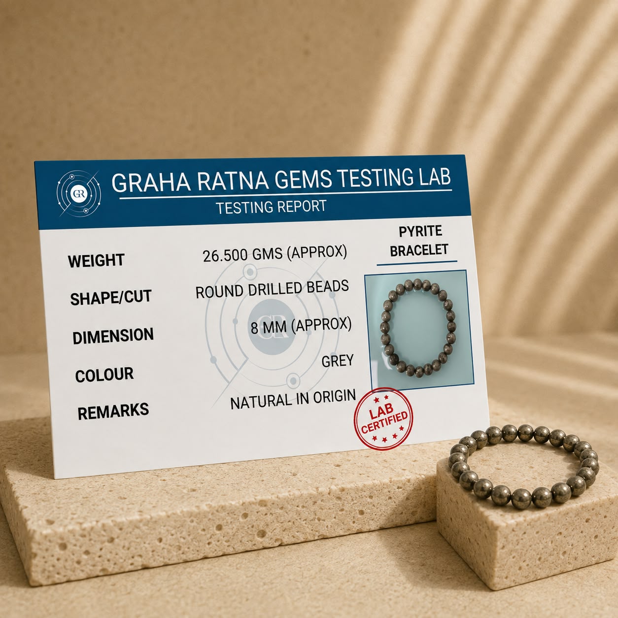 Original Raw Pyrite Bracelet (100% Natural) With Free Raw Selenite Plate