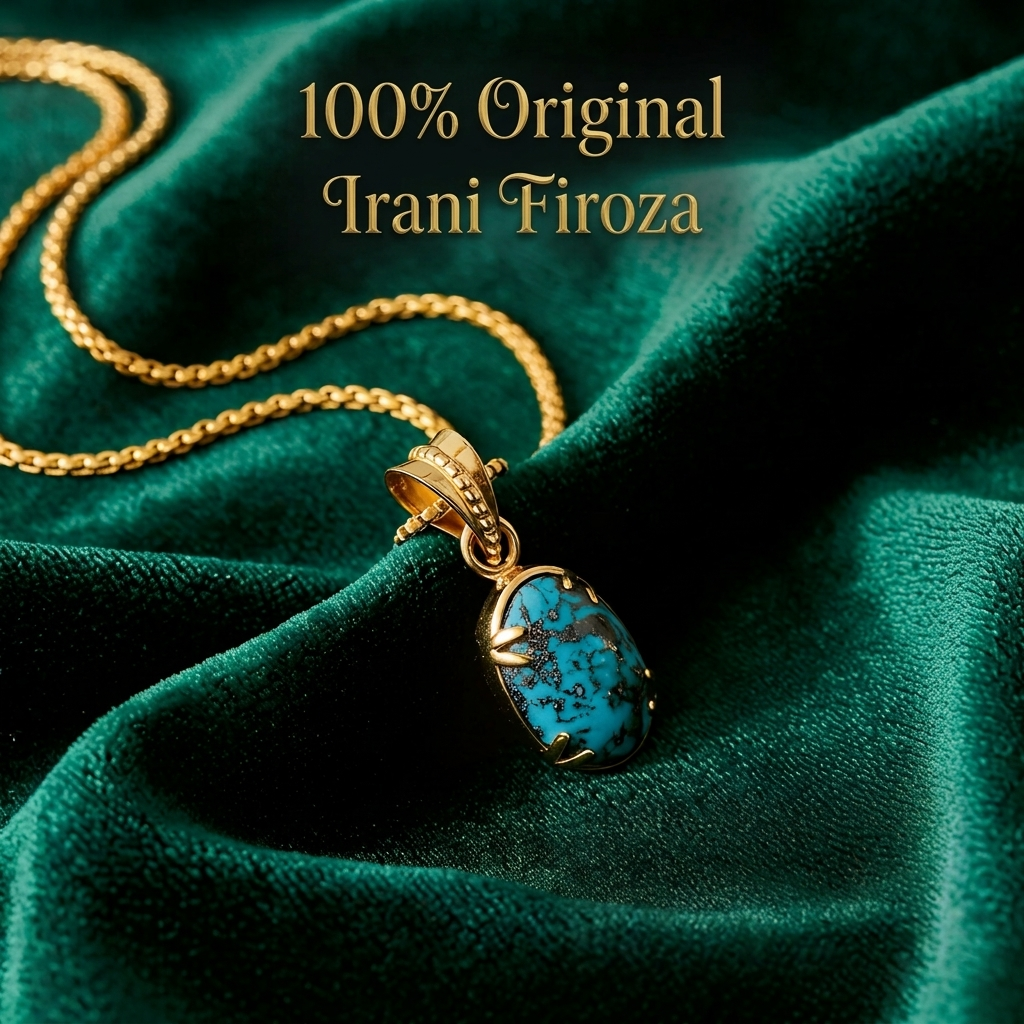 Firoza Gemstone Locket - Golden + Classic Box Chain